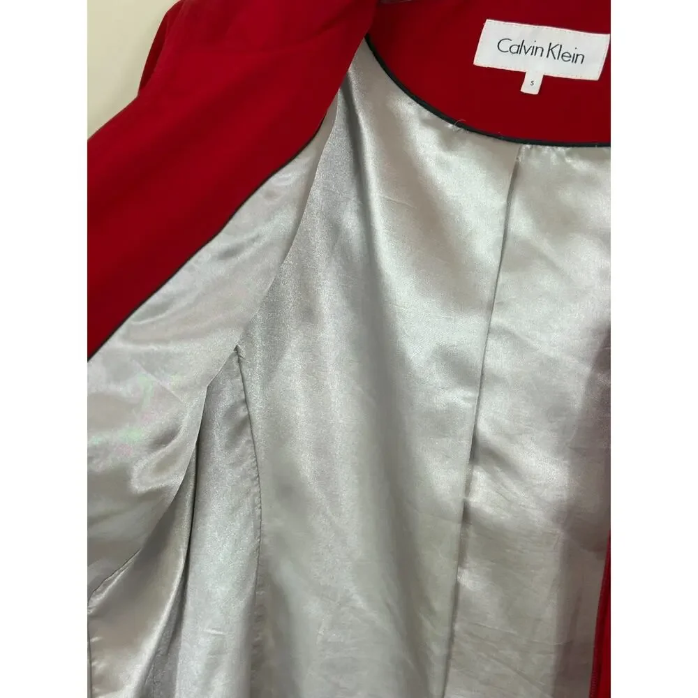 Calvin Klein Women’s Small Red Longline Jacket Coat Minimalist Quiet Luxury